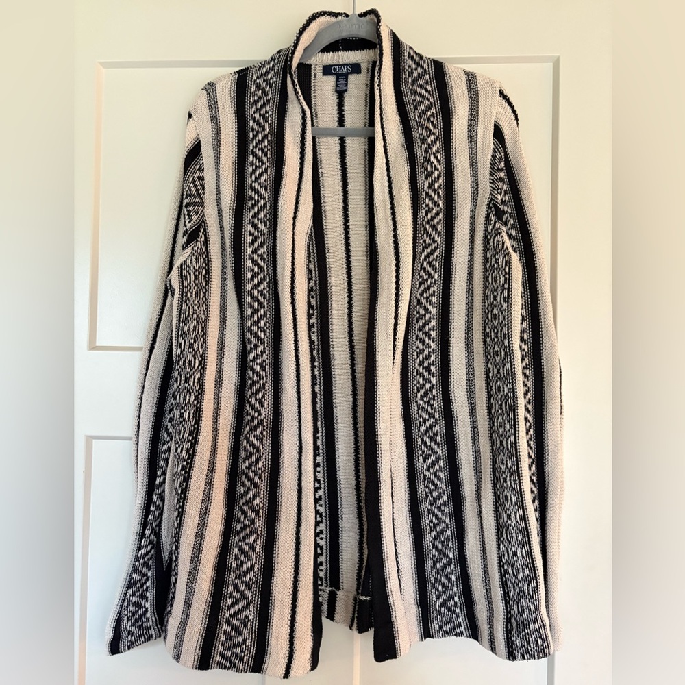 Chaps Black and Cream Knit Cardigan